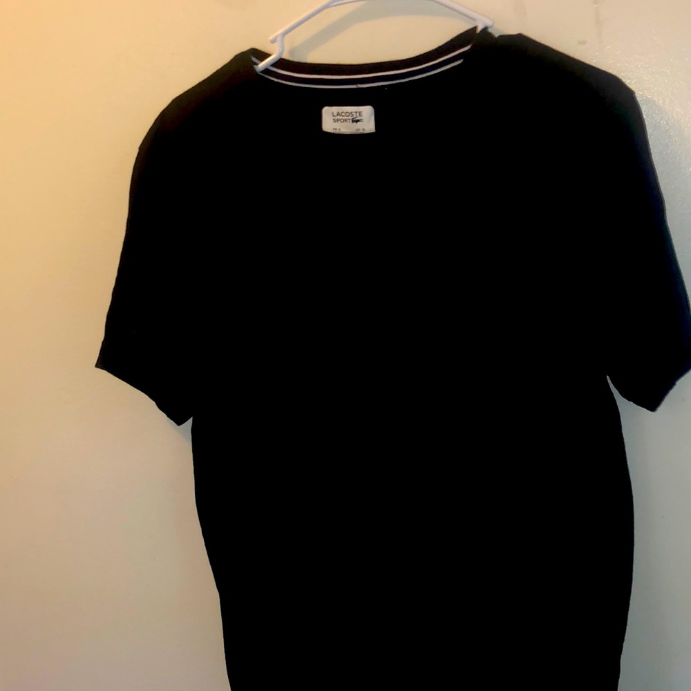 Lacoste T-shirt. Black on black. Xlarge/6